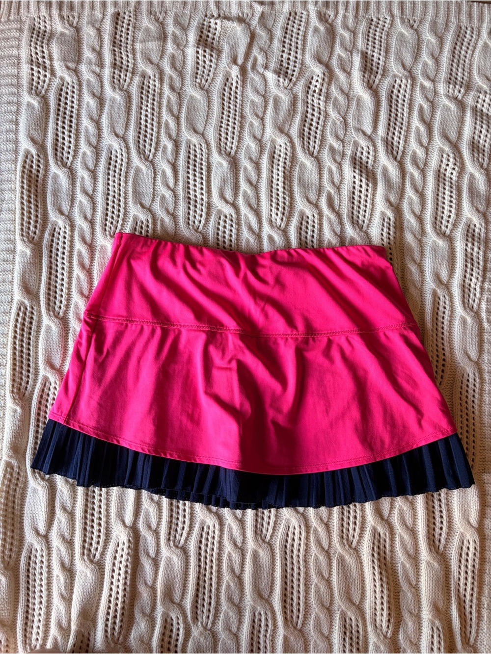 Lucky in Love Bright Pink Active Skort with Black Pleated Hem